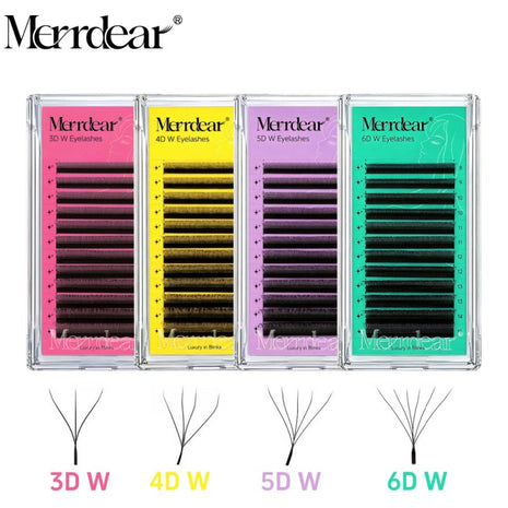 Merrdear 3D/4D/5D/6D W Shape Eyelash Extensions 0.07mm C/D Curl 8-15mm Mixed