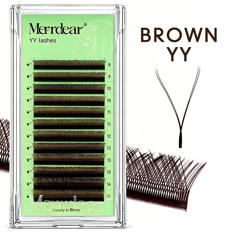 YY 0.07mm Black/Brown Lashes Shape Eyelash Extensions Curl C/D