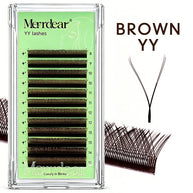 YY 0.07mm Black/Brown Lashes Shape Eyelash Extensions Curl C/D